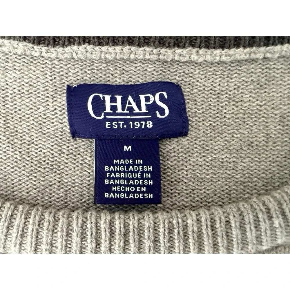 Chaps Women Sweater‎ M Gray Fair Isle Reindeer Graphics Ski Cotton Soft Stretchy - Picture 6 of 8